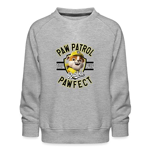 Spreadshirt Paw Patrol Rubble Pawfect Kinder Premium Pullover, 134/146 (9-11 Jahre), Grau meliert von Spreadshirt