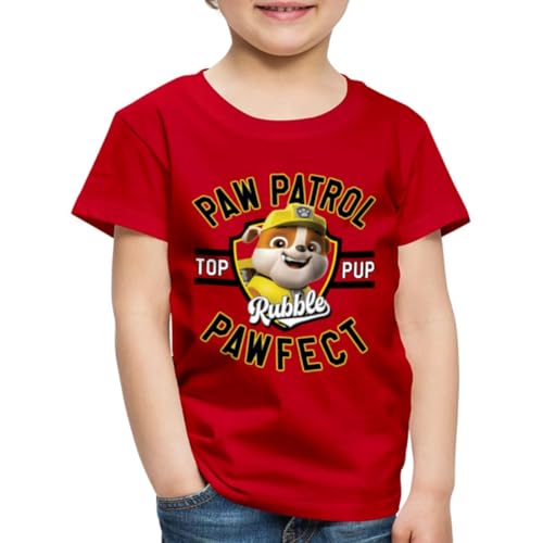 Spreadshirt Paw Patrol Rubble Pawfect Kinder Premium T-Shirt, 110/116 (4 Jahre), Rot von Spreadshirt