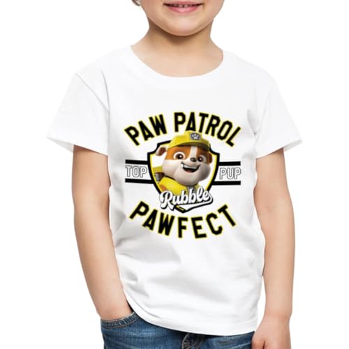 Spreadshirt Paw Patrol Rubble Pawfect Kinder Premium T-Shirt, 98/104 (2 Jahre), Weiß von Spreadshirt