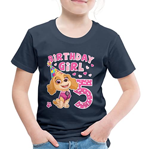 Spreadshirt Paw Patrol Skye 5. Geburtstag Kinder Premium T-Shirt, 134/140 (8 Jahre), Navy von Spreadshirt