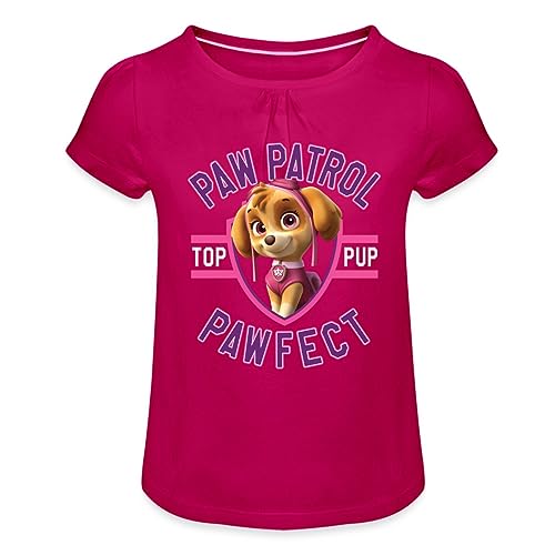 Spreadshirt Paw Patrol Skye Pawfect Mädchen T-Shirt mit Raffungen, 8 Jahre, Fuchsia von Spreadshirt