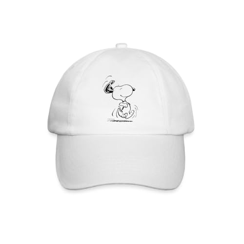Spreadshirt Peanuts Snoopy Freut Sich Baseballkappe, One Size, Weiß/Weiß von Spreadshirt