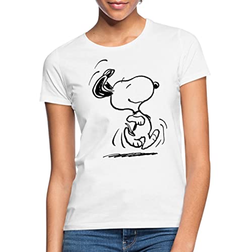 Spreadshirt Peanuts Snoopy Happy Frauen T-Shirt, S, weiß von Spreadshirt