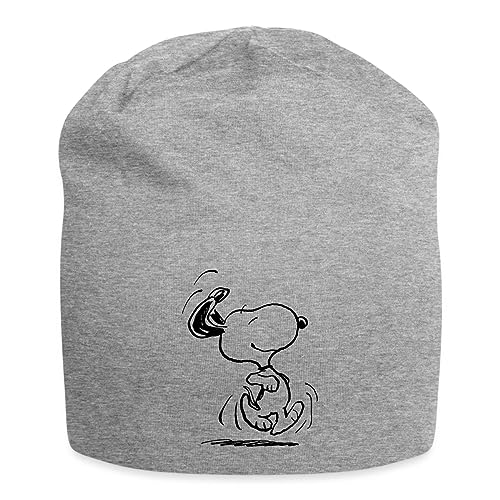 Spreadshirt Peanuts Snoopy Happy Jersey-Beanie, One Size, Grau meliert von Spreadshirt