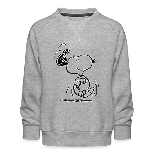 Spreadshirt Peanuts Snoopy Happy Kinder Premium Pullover, 152/164 (12-14 Jahre), Grau meliert von Spreadshirt