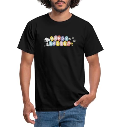 Spreadshirt Peanuts Snoopy Happy Easter Ostern Männer T-Shirt, 3XL, Schwarz von Spreadshirt
