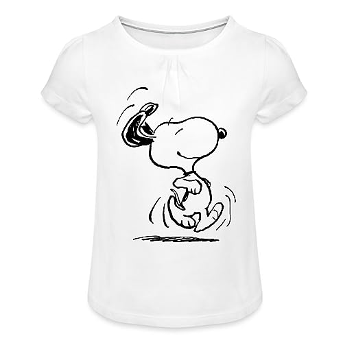 Spreadshirt Peanuts Snoopy Happy Mädchen T-Shirt mit Raffungen, 12 Jahre, weiß von Spreadshirt