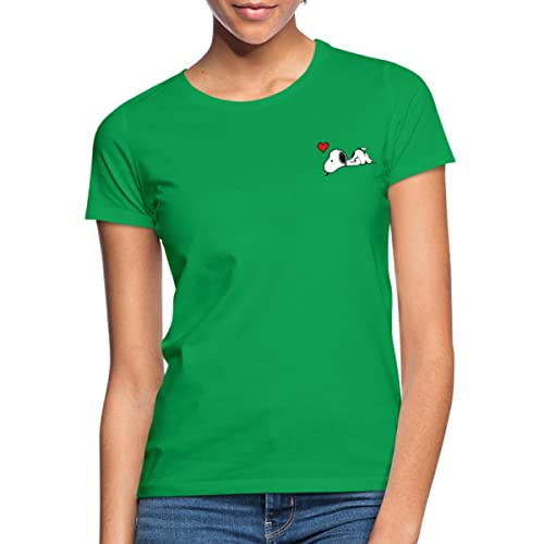 Spreadshirt Peanuts Snoopy Herz Brustmotiv Frauen T-Shirt, XL, Kelly Green von Spreadshirt