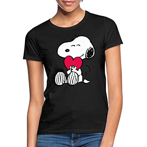 Spreadshirt Peanuts Snoopy Herz Love Geschenk Frauen T-Shirt, XL, Schwarz von Spreadshirt