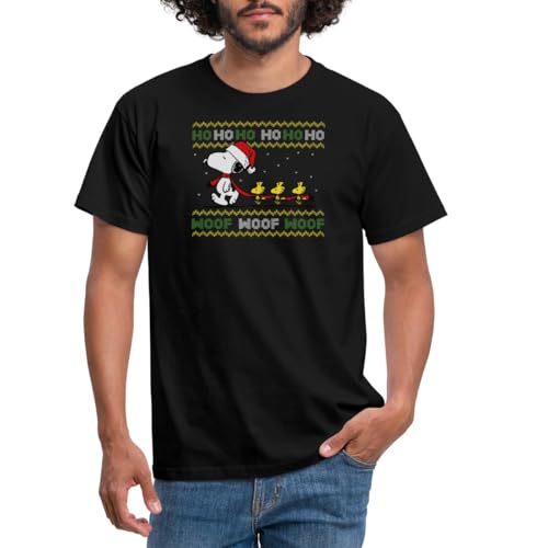 Spreadshirt Peanuts Snoopy Hohoho Ugly Christmas Weihnachten Männer T-Shirt, L, Schwarz von Spreadshirt
