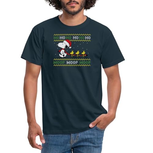 Spreadshirt Peanuts Snoopy Hohoho Ugly Christmas Weihnachten Männer T-Shirt, XXL, Navy von Spreadshirt