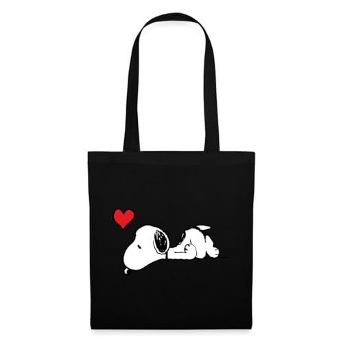 Spreadshirt Peanuts Snoopy Liebe Herz Love Einkaufstasche, One size, Schwarz von Spreadshirt