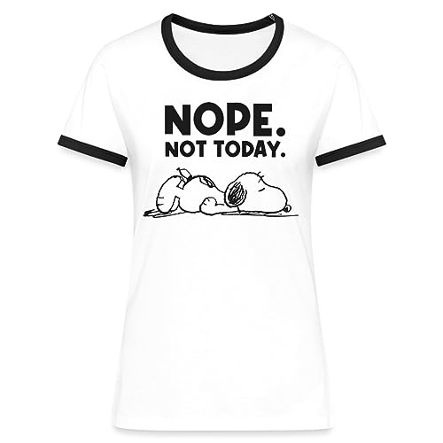 Spreadshirt Peanuts Snoopy Nope Not Today Bürohumor Frauen Kontrast T-Shirt, S, Weiß/Schwarz von Spreadshirt