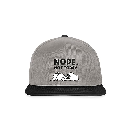 Spreadshirt Peanuts Snoopy Nope Not Today Bürohumor Snapback Cap, One Size, Graphit/Schwarz von Spreadshirt