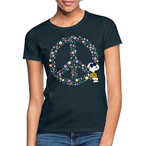 Spreadshirt Peanuts Snoopy Peace Zeichen Frieden Frauen T-Shirt, M, Navy von Spreadshirt