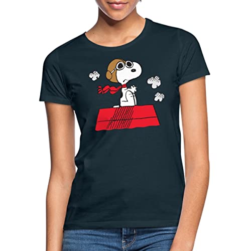 Spreadshirt Peanuts Snoopy Pilot Fliegen Frauen T-Shirt, L, Navy von Spreadshirt