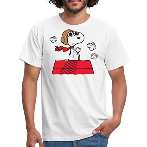 Spreadshirt Peanuts Snoopy Pilot Fliegen Männer T-Shirt, M, weiß von Spreadshirt