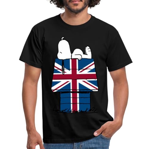 Spreadshirt Peanuts Snoopy UK Flagge Männer T-Shirt, XL, Schwarz von Spreadshirt