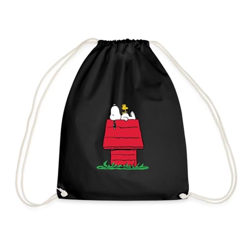 Spreadshirt Peanuts Snoopy Und Die Hundehütte Turnbeutel, One Size, Schwarz von Spreadshirt