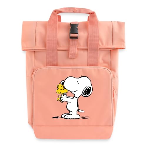 Spreadshirt Peanuts Snoopy Und Woodstock Beste Freunde Rolltop Rucksack mit zwei Griffen, One size, Chintzrosa von Spreadshirt