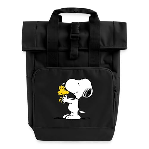 Spreadshirt Peanuts Snoopy Und Woodstock Beste Freunde Rolltop Rucksack mit zwei Griffen, One size, Schwarz von Spreadshirt