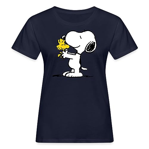 Spreadshirt Peanuts Snoopy Und Woodstock Frauen Bio-T-Shirt, L, Navy von Spreadshirt