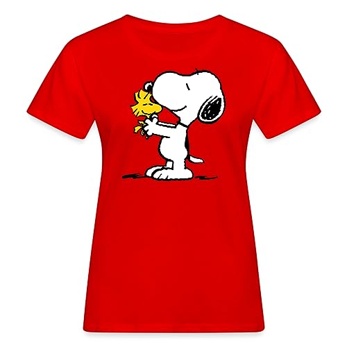 Spreadshirt Peanuts Snoopy Und Woodstock Frauen Bio-T-Shirt, XL, Rot von Spreadshirt