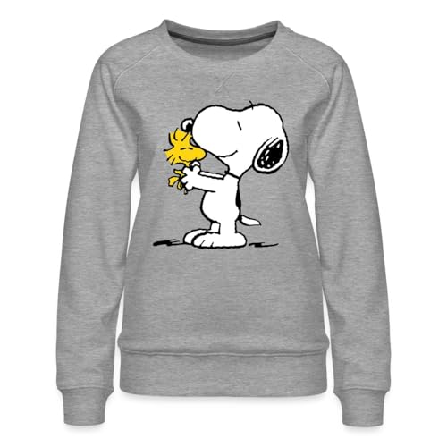 Spreadshirt Peanuts Snoopy Und Woodstock Frauen Premium Pullover, XXL, Grau meliert von Spreadshirt