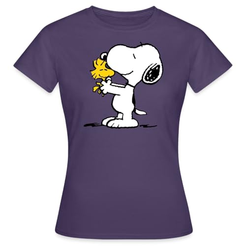 Spreadshirt Peanuts Snoopy Und Woodstock Frauen T-Shirt, L, Dunkellila von Spreadshirt