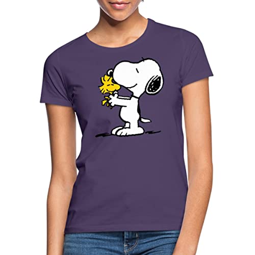 Spreadshirt Peanuts Snoopy Und Woodstock Frauen T-Shirt, M, Dunkellila von Spreadshirt