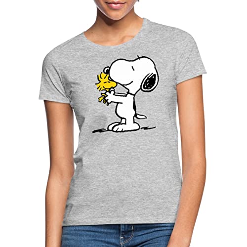 Spreadshirt Peanuts Snoopy Und Woodstock Frauen T-Shirt, M, Grau meliert von Spreadshirt