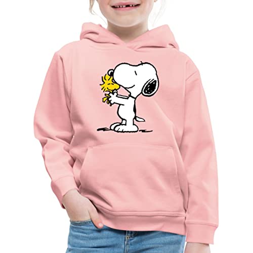 Spreadshirt Peanuts Snoopy Und Woodstock Kinder Premium Hoodie, 134/146 (9-11 Jahre), Kristallrosa von Spreadshirt