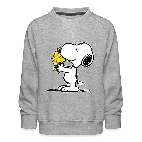 Spreadshirt Peanuts Snoopy Und Woodstock Kinder Premium Pullover, 152/164 (12-14 Jahre), Grau meliert von Spreadshirt