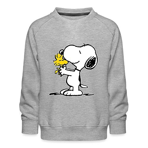 Spreadshirt Peanuts Snoopy Und Woodstock Kinder Premium Pullover, 98/104 (3-4 Jahre), Grau meliert von Spreadshirt