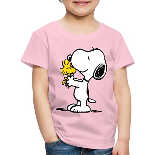 Spreadshirt Peanuts Snoopy Und Woodstock Kinder Premium T-Shirt, 110/116 (4 Jahre), Hellrosa von Spreadshirt