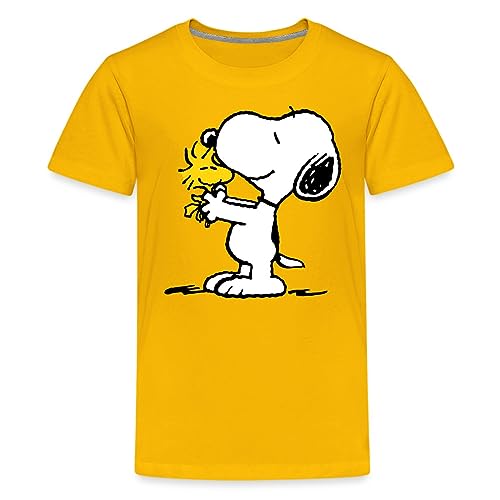 Spreadshirt Peanuts Snoopy Und Woodstock Kinder Premium T-Shirt, 122/128 (6 Jahre), Sonnengelb von Spreadshirt