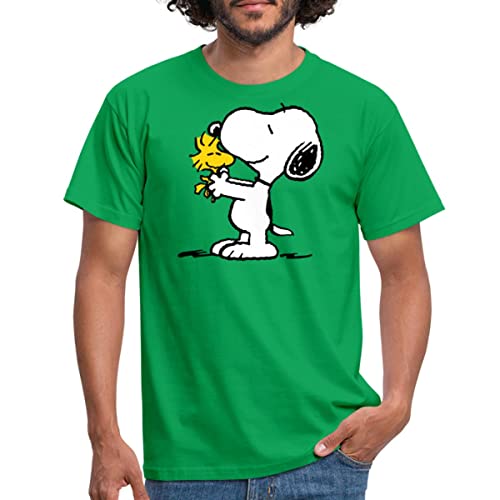 Spreadshirt Peanuts Snoopy Und Woodstock Männer T-Shirt, S, Kelly Green von Spreadshirt