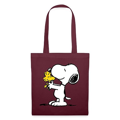 Spreadshirt Peanuts Snoopy Und Woodstock Stoffbeutel, One Size, Burgunderrot von Spreadshirt