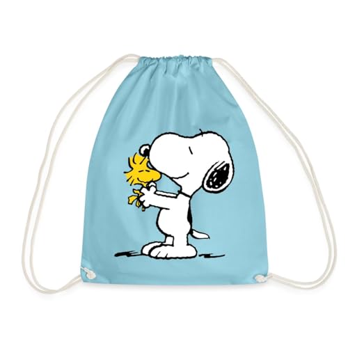 Spreadshirt Peanuts Snoopy Und Woodstock Turnbeutel, One size, Aqua von Spreadshirt