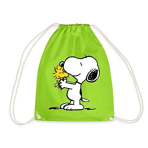 Spreadshirt Peanuts Snoopy Und Woodstock Turnbeutel, One size, Neongrün von Spreadshirt