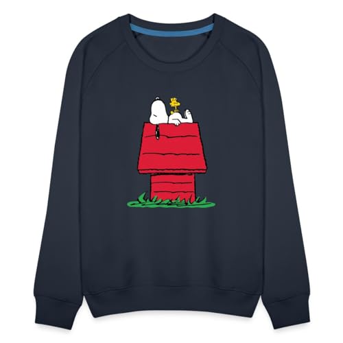 Spreadshirt Peanuts Snoopy Und Die Hundehütte Frauen Premium Pullover, M, Navy von Spreadshirt