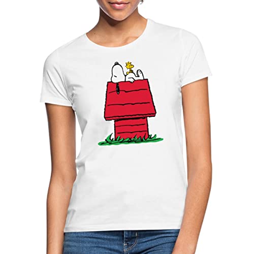 Spreadshirt Peanuts Snoopy Und Die Hundehütte Frauen T-Shirt, XXL, weiß von Spreadshirt
