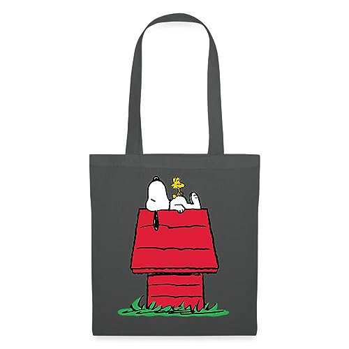 Spreadshirt Peanuts Snoopy Und Die Hundehütte Stoffbeutel, One size, Graphite von Spreadshirt