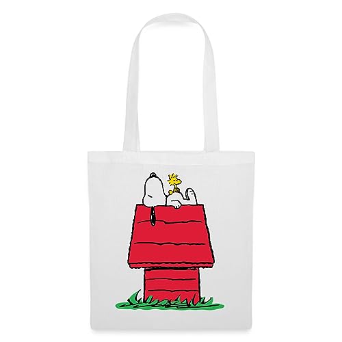 Spreadshirt Peanuts Snoopy Und Die Hundehütte Stoffbeutel, One size, weiß von Spreadshirt