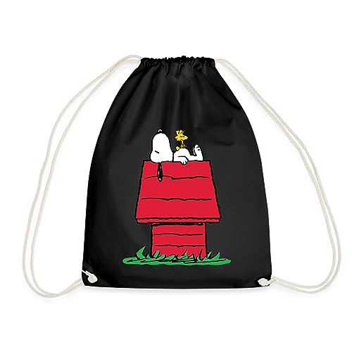 Spreadshirt Peanuts Snoopy Und Die Hundehütte Turnbeutel, One size, Schwarz von Spreadshirt