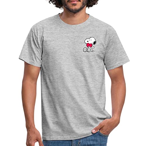 Spreadshirt Peanuts Snoopy mit Herz Brustmotiv Männer T-Shirt, S, Grau meliert von Spreadshirt