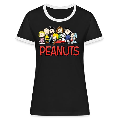 Spreadshirt Peanuts Snoppy Und Friends Frauen Kontrast T-Shirt, L, Schwarz/Weiß von Spreadshirt