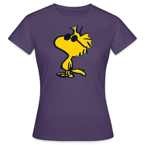 Spreadshirt Peanuts Woodstock Sonnenbrille Cool Frauen T-Shirt, L, Dunkellila von Spreadshirt