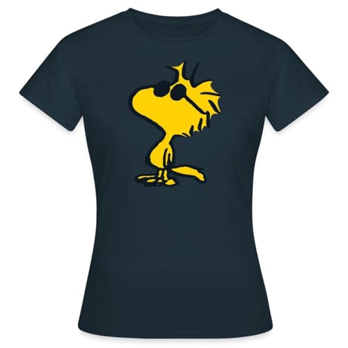 Spreadshirt Peanuts Woodstock Sonnenbrille Cool Frauen T-Shirt, M, Navy von Spreadshirt