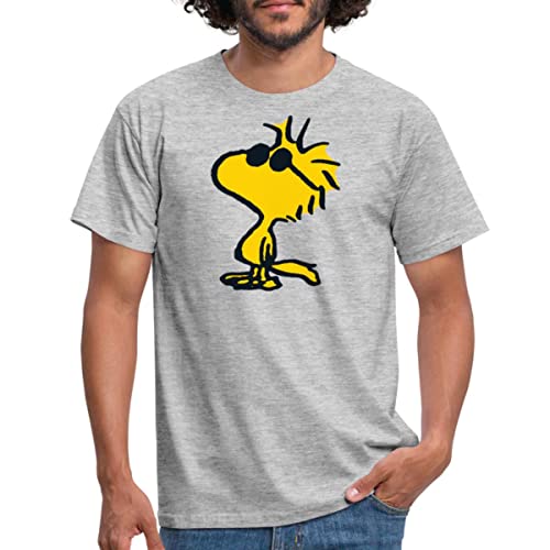 Spreadshirt Peanuts Woodstock Sonnenbrille Cool Männer T-Shirt, 4XL, Grau meliert von Spreadshirt